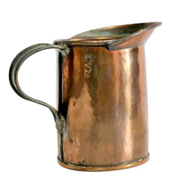 Antique Vintage Handcrafted Copper Pitcher W.A.L Stamp 4.5”x3” & 2.5"x1.75" - Picture 4 of 13